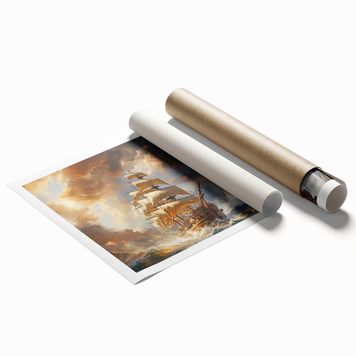 Extra large wall art featuring a monochrome ship design on a rolled print, suitable for classy bathroom decor.