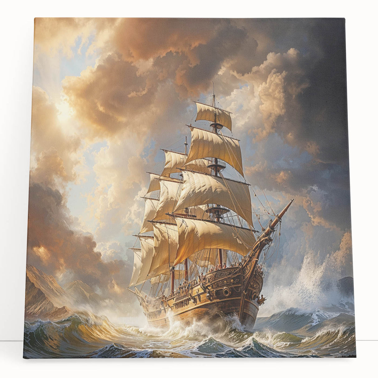 Black and white photo of a ship on stretched canvas, ideal for kitchen wall art or bedroom ambiance.