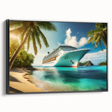 Black and white framed canvas of a vintage ship, ideal for bedroom wall decor.