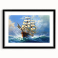 Extra large abstract art print featuring a colorful, textured depiction of boats, ideal for living room decor.