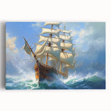 Black and white acrylic print of a vintage ship, ideal for kitchen wall art.