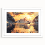 Extra large abstract art print of a ship, featuring textured blue and white tones on a framed canvas.