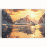 Black and white photo of a vintage ship on stretched canvas, ideal for kitchen wall art.