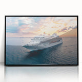 Large abstract wall art featuring a black and white ship design on acrylic, framed, ideal for modern living room decor.