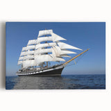 Black and white photograph of a vintage ship, printed on large stretched canvas, suitable for kitchen wall art.