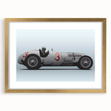Extra large wall art of abstract race cars in vivid orange and red tones on a gold-framed canvas.