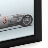 Extra large framed canvas featuring a close-up of colorful race cars on a textured black background.
