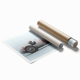 Extra large wall art featuring a vibrant race car scene on a rolled print, suitable for adding energy to a large living room.