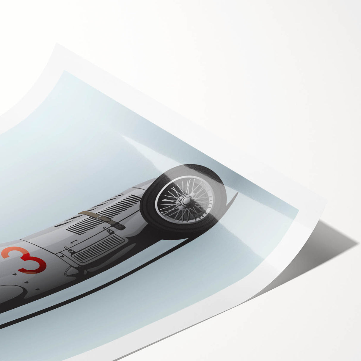 Extra large wall art featuring a dynamic car race scene in vivid colors on a rolled canvas.