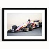 Extra large abstract art print featuring vibrant, colorful race cars on textured canvas, ideal for living room decor.