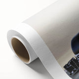 Art deco style race cars in vibrant primary colors on a rolled canvas, ideal for nursery wall art.