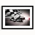 Extra large, abstract art print of colorful race cars, textured finish on black framed canvas, ideal for living room decor.