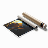 Extra large wall art featuring a vivid depiction of race cars in motion on a rolled canvas.