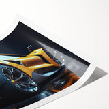 Extra large wall art featuring a dynamic race car scene in bold colors on a rolled print.