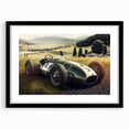 Extra large abstract art print featuring a colorful, textured depiction of race cars on a black framed canvas.