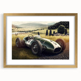 Extra large wall art depicting abstract race cars in textured gold and black tones, ideal for living room decor.