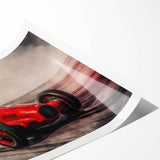 Extra large canvas featuring a dynamic car race scene in bold colors, ideal for large living room wall art.