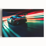Black and white photo of race cars on canvas, ideal for kitchen wall art or bedroom ambiance.