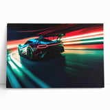 Black and white photo of race cars on canvas, ideal for kitchen wall art.