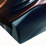 Large art depicting a close-up of race cars in black and white on stretched canvas, suitable for bedroom wall decor.