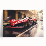 Black and white photo of race cars on stretched canvas, ideal for kitchen wall art or bedroom ambiance.