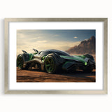 Abstract art print of racing cars in textured style, with vibrant red and silver tones on a framed canvas.