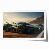 Art print of race cars in motion, featuring bold red and blue colors on rolled canvas, suitable for art wall dining room.