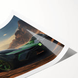 Extra large wall art featuring a collection of race cars in vibrant colors on a rolled print.