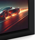 Extra large framed canvas featuring a close-up of colorful race cars in a dynamic, textured style.
