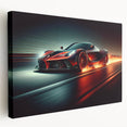 Large canvas print featuring a side view of race cars in vivid red and blue tones, suited for kitchen wall decor.