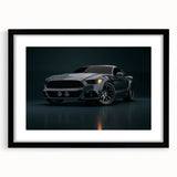 Extra large abstract art print of colorful race cars, textured style on black framed canvas, ideal for living room decor.