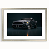 Textured art print of abstract race cars in vibrant red and blue tones, framed in silver, ideal for modern bedroom decor.