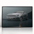 Large abstract wall art featuring a collection of race cars in vibrant colors on a black acrylic framed print.