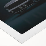 Art deco poster of race cars in motion, using bold red and blue tones on rolled canvas, suitable for dining room decor.