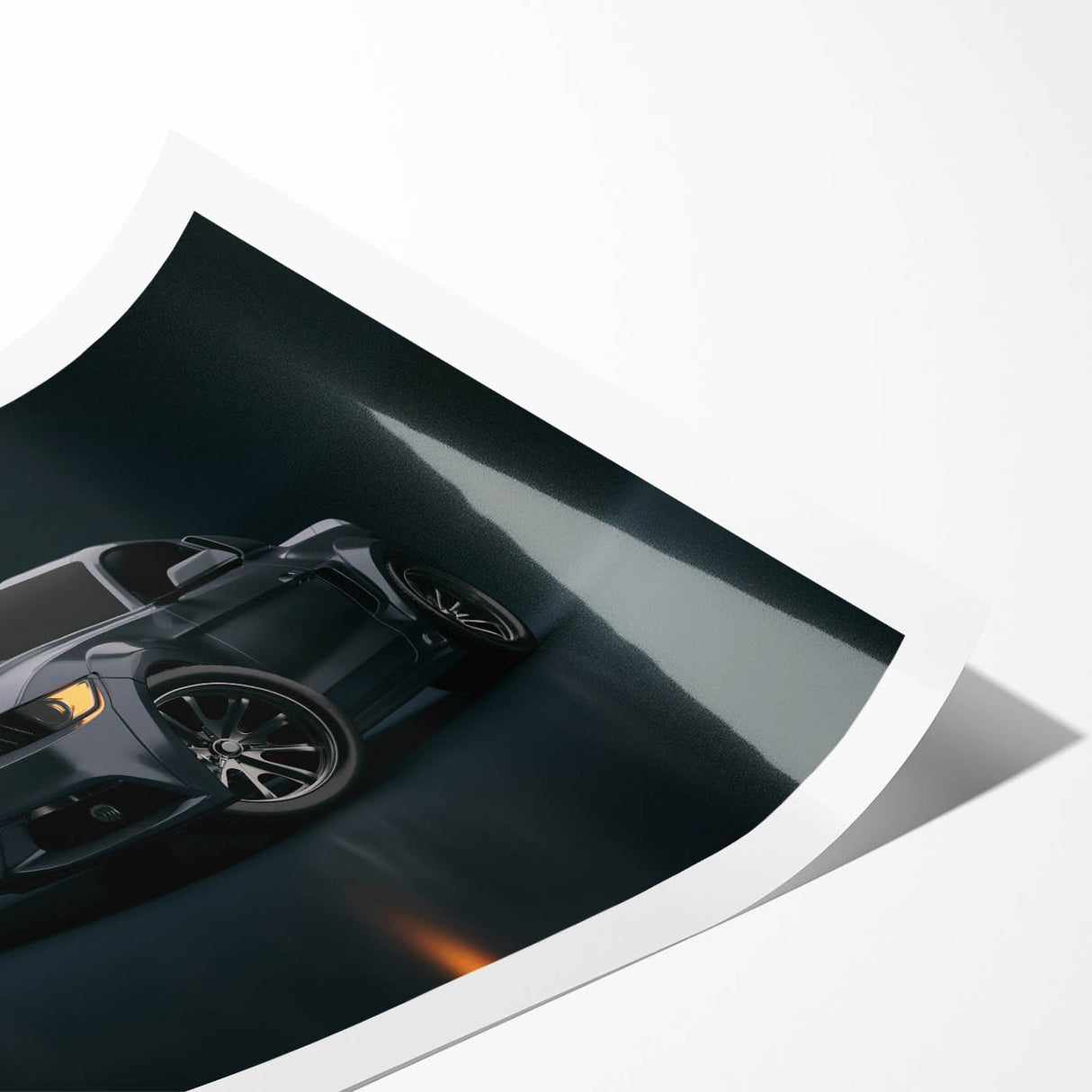 Extra large rolled print of a colorful car race, ideal for large living room wall art.