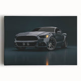 Black and white wall art of race cars in motion on a stretched canvas, suitable for kitchen wall art.
