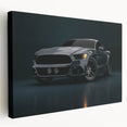 Side view of race cars in motion on stretched canvas, featuring vibrant primary colors, ideal for kitchen wall art.