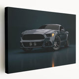 Side view of race cars in motion on stretched canvas, featuring vibrant primary colors, ideal for kitchen wall art.
