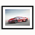 Extra large abstract art print featuring colorful, textured sports cars on a black framed canvas.