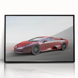 Large abstract wall art of a sports car in black and white, framed acrylic print, suitable for modern art wall decor.