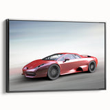 Black and white framed canvas of a vintage sports car, ideal for bedroom wall art.