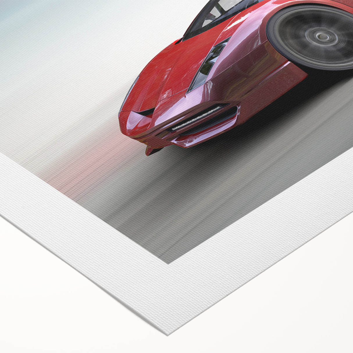 Art deco poster of a vintage sports car in muted metallic colors on rolled canvas, suitable for dining room decor.