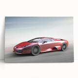 Black and white photo of a vintage sports car on stretched canvas, ideal for kitchen wall art or bedroom decor.