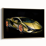 Framed canvas featuring a side view of a vintage sports car in black, ideal for bedroom wall art.