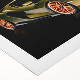 Art deco poster of a vintage sports car in monochrome tones on rolled canvas, suitable for dining room decor.