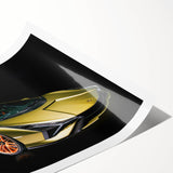 Extra large wall art featuring a sports car in vibrant red and black tones on a rolled print.