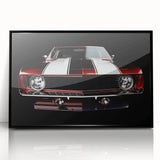 Large abstract wall art featuring a black sports car design on a framed acrylic, ideal for modern art wall decor.
