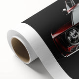 Art deco style poster of vintage cars in muted colors on rolled canvas, suitable for nursery wall art or dining room decor.