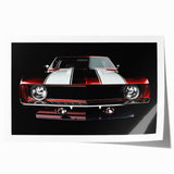 Extra large rolled print of a sports car in monochromatic shades, ideal for art wall dining room.