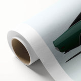 Art deco poster of vintage cars in monochrome, printed on rolled canvas, ideal for nursery wall art or dining room decor.